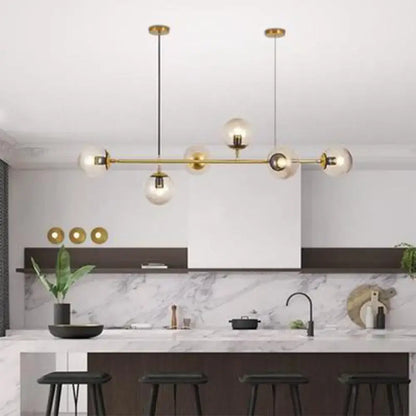 Modern gold island pendant with smoked glass globes dining room 110v-120v
