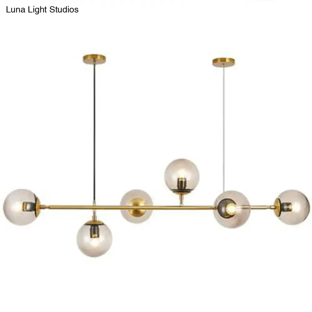 Modern gold island pendant with smoked glass globes dining room 110v-120v