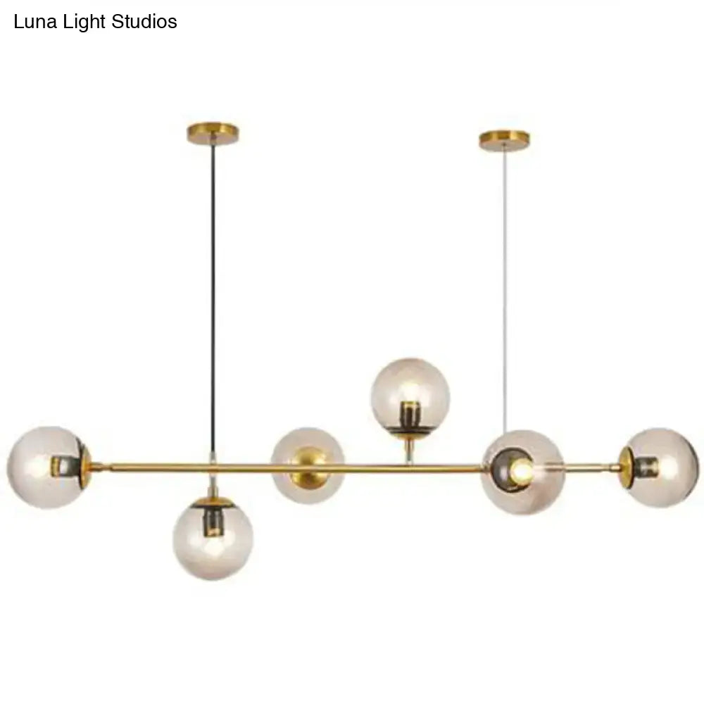 Modern gold island pendant with smoked glass globes dining room 110v-120v