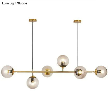 Modern gold island pendant with smoked glass globes dining room 110v-120v