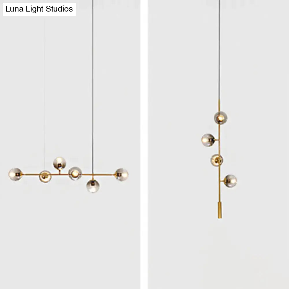 Modern gold island pendant with smoked glass globes dining room 110v-120v