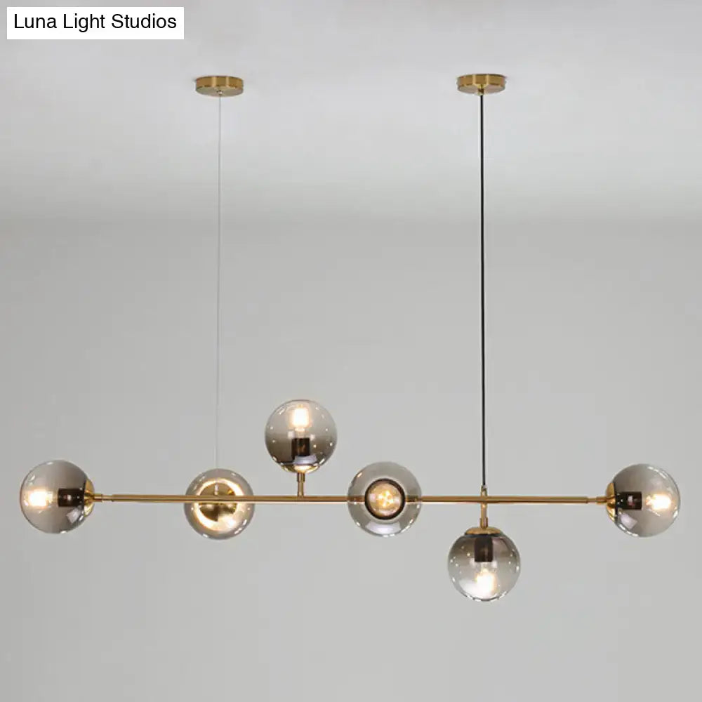 Modern gold island pendant with smoked glass globes dining room 110v-120v