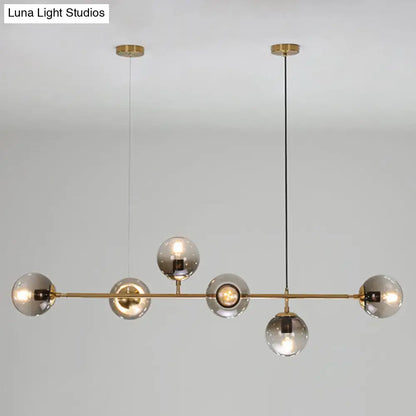 Modern gold island pendant with smoked glass globes dining room 110v-120v
