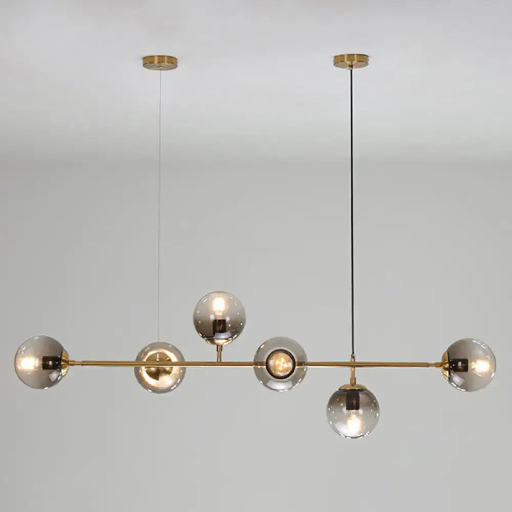 Modern gold island pendant with smoked glass globes dining room 110v-120v