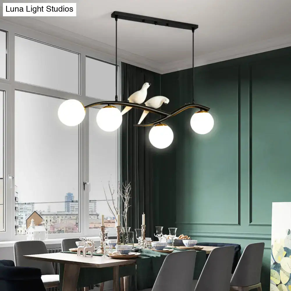 Postmodern black tree branch hanging light dining room bird chandelier