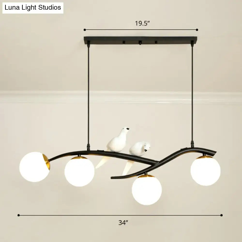 Postmodern black tree branch hanging light dining room bird chandelier