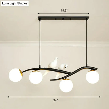 Postmodern black tree branch hanging light dining room bird chandelier