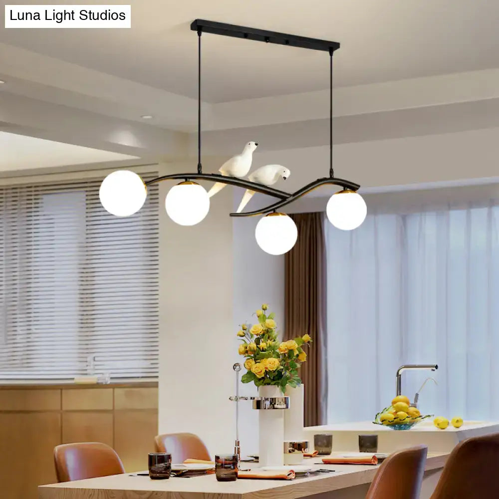 Postmodern black tree branch hanging light dining room bird chandelier
