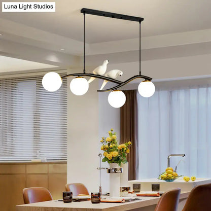Postmodern black tree branch hanging light dining room bird chandelier