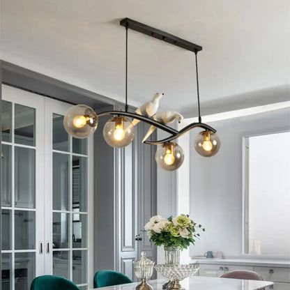 Postmodern black tree branch hanging light dining room bird chandelier