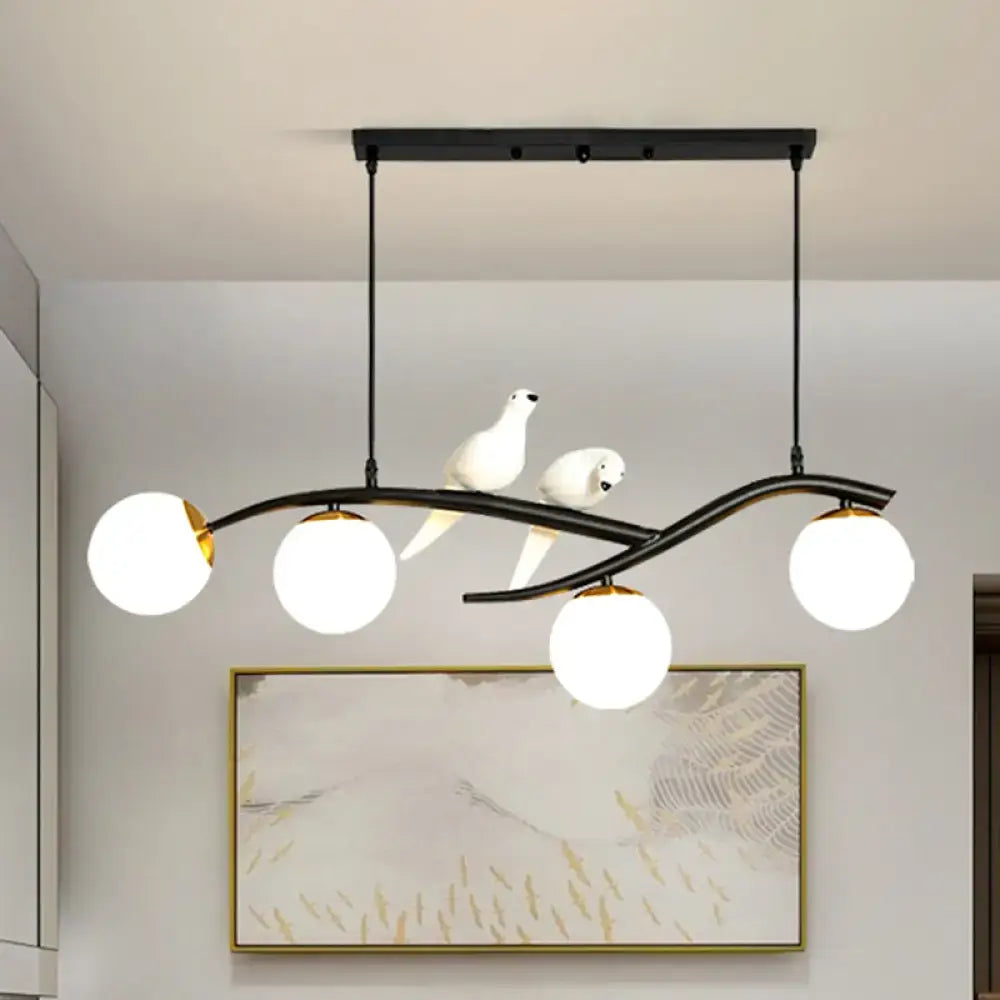 Postmodern black tree branch hanging light dining room bird chandelier