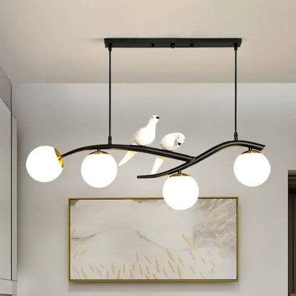 Postmodern black tree branch hanging light dining room bird chandelier