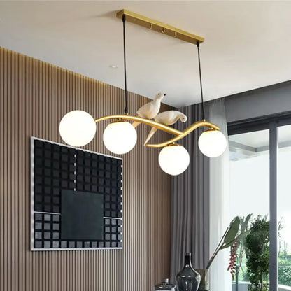 Postmodern black tree branch hanging light dining room bird chandelier