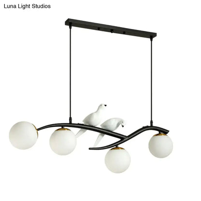 Postmodern black tree branch hanging light dining room bird chandelier