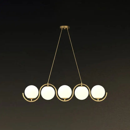 Modern brass glass shade hanging lamp for kitchen island