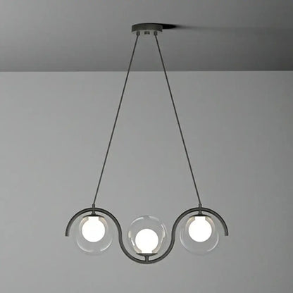 Modern brass glass shade hanging lamp for kitchen island