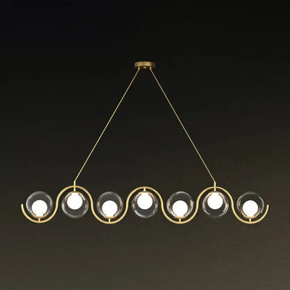 Modern brass glass shade hanging lamp for kitchen island