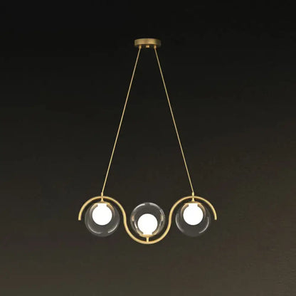 Modern brass glass shade hanging lamp for kitchen island