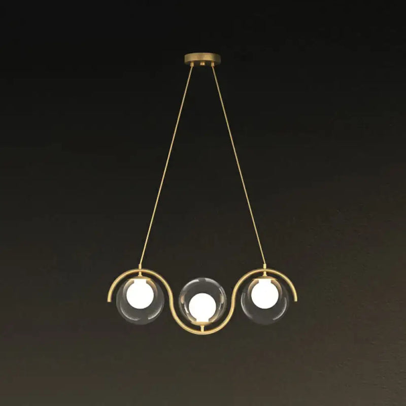 Modern brass glass shade hanging lamp for kitchen island