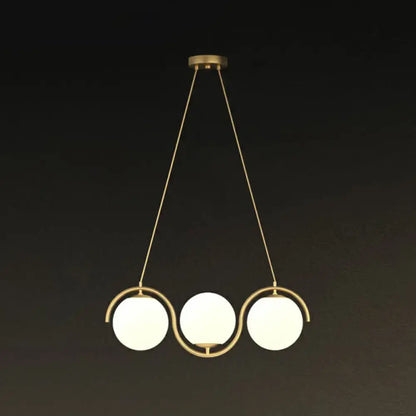 Modern brass glass shade hanging lamp for kitchen island