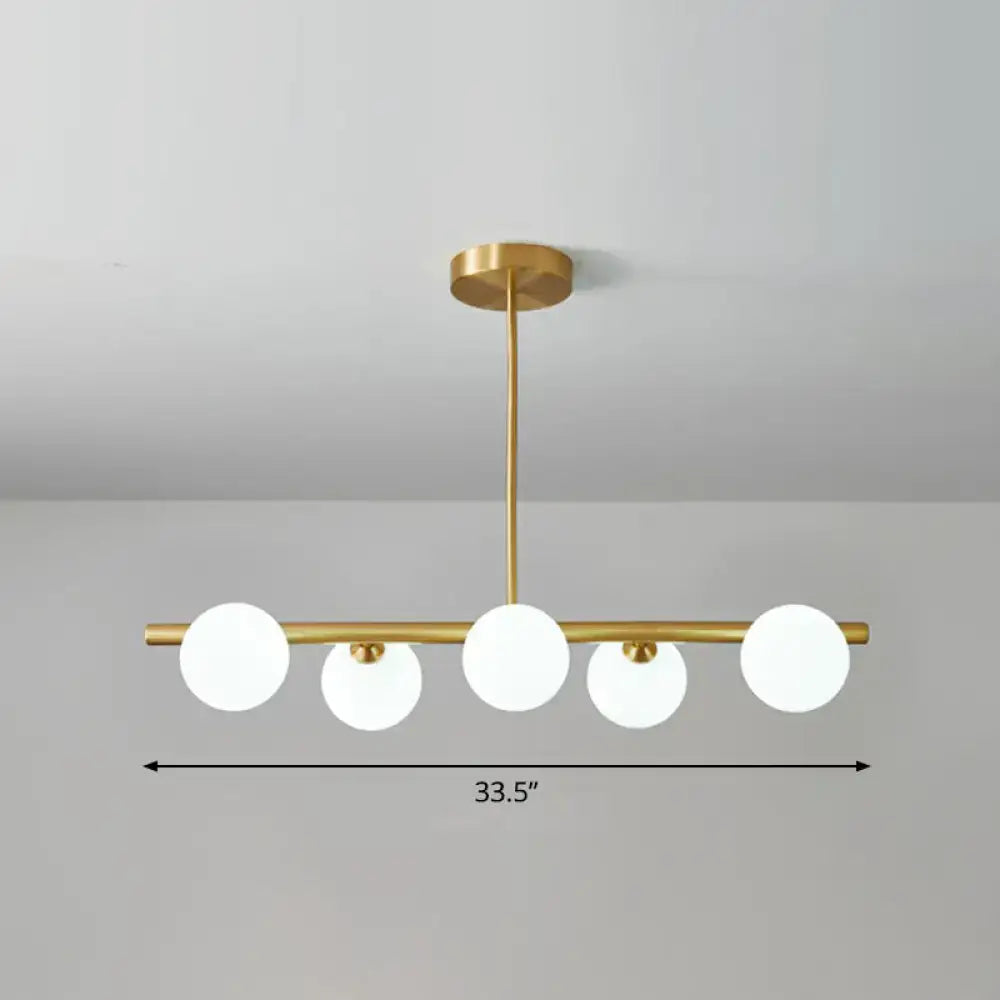 Postmodern brass linear island lamp dining room glass pendant light