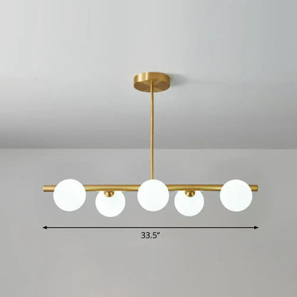 Postmodern brass linear island lamp dining room glass pendant light