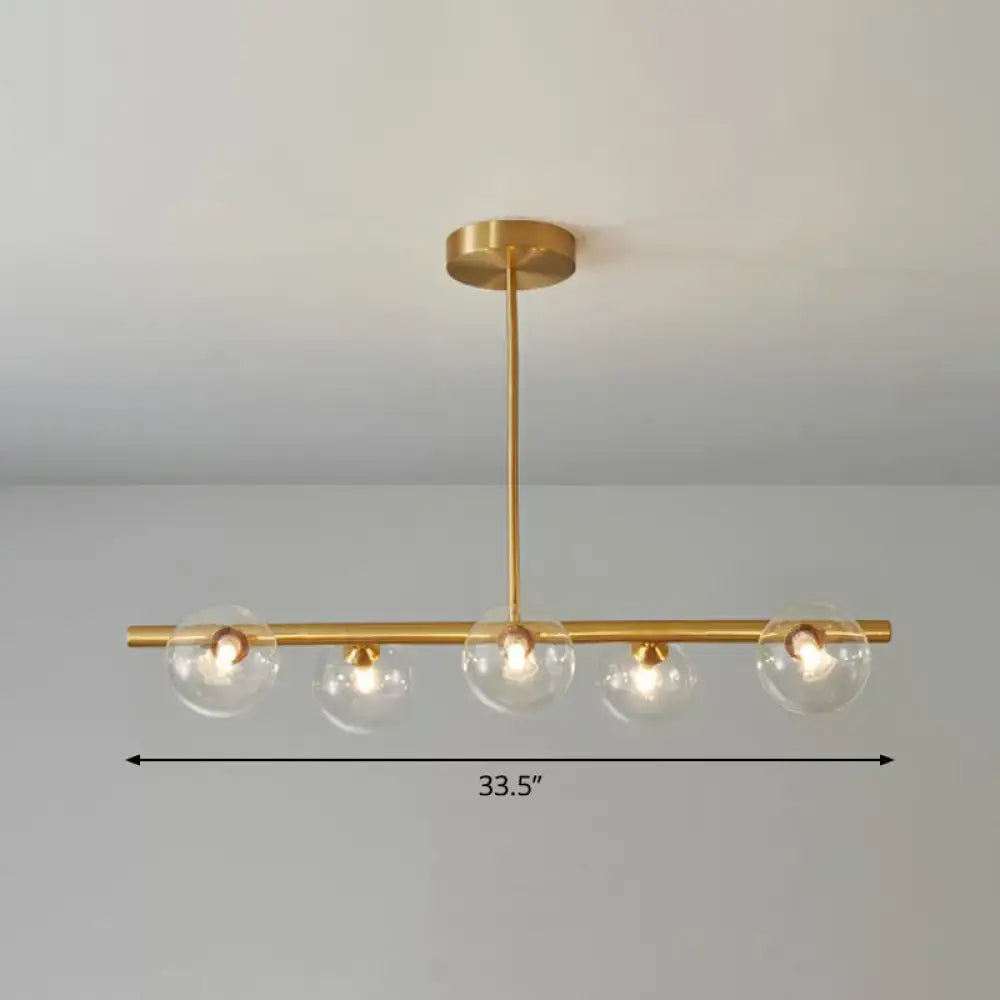 Postmodern brass linear island lamp dining room glass pendant light