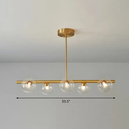 Postmodern brass linear island lamp dining room glass pendant light