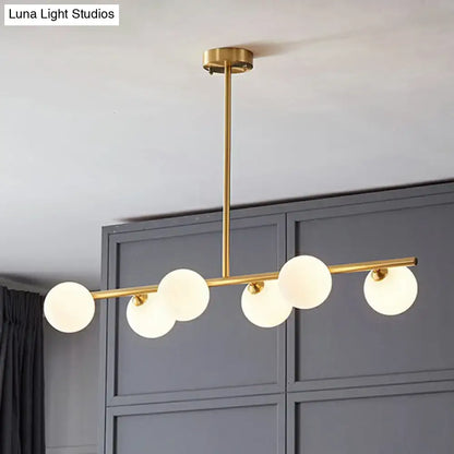 Postmodern brass linear island lamp dining room glass pendant light