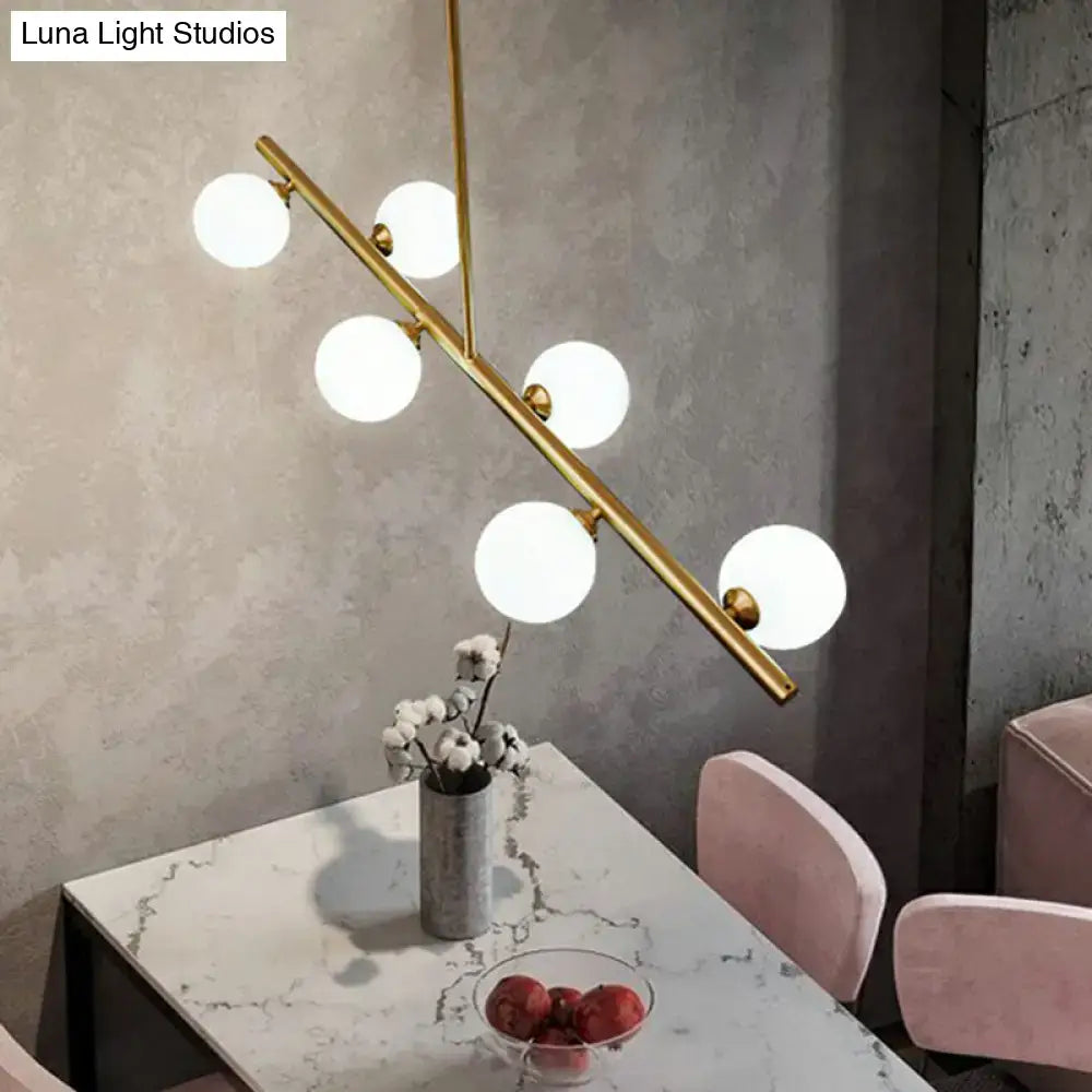 Postmodern brass linear island lamp dining room glass pendant light