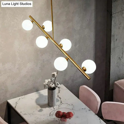 Postmodern brass linear island lamp dining room glass pendant light