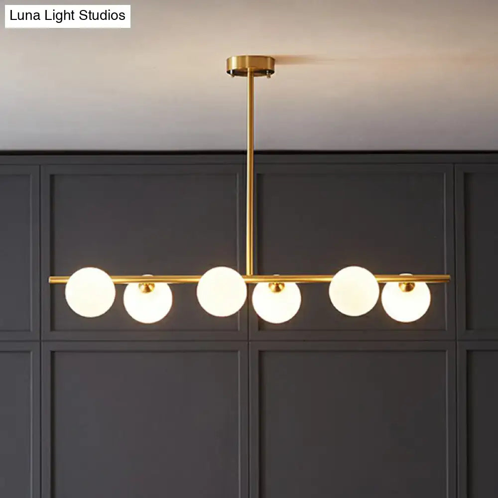 Postmodern brass linear island lamp dining room glass pendant light