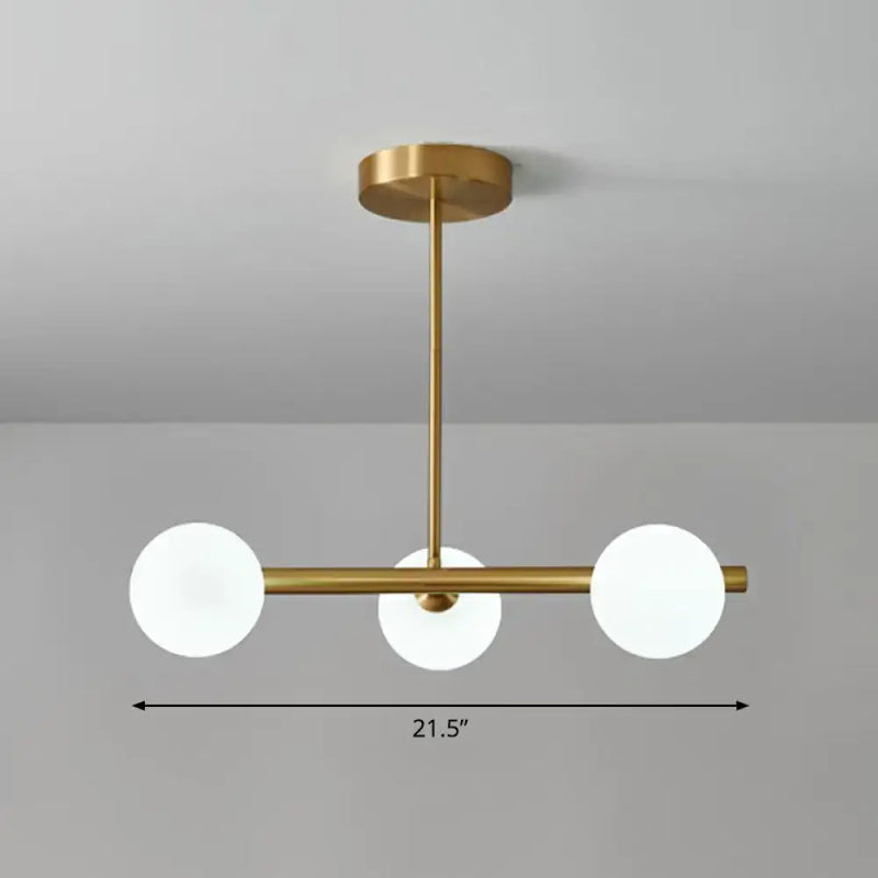 Postmodern brass linear island lamp dining room glass pendant light