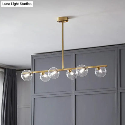 Postmodern brass linear island lamp dining room glass pendant light
