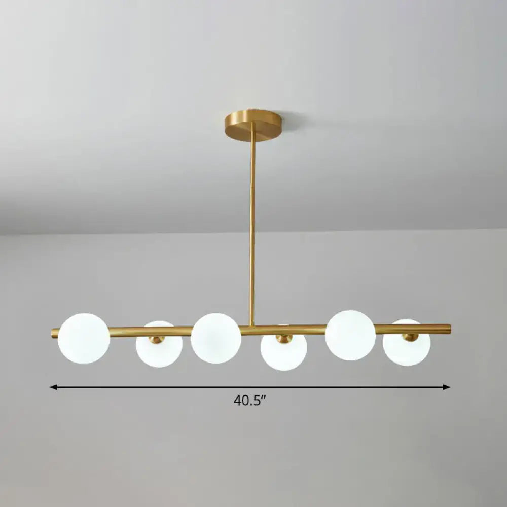 Postmodern brass linear island lamp dining room glass pendant light