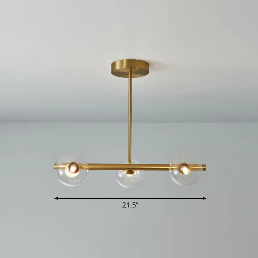 Postmodern brass linear island lamp dining room glass pendant light