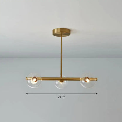 Postmodern brass linear island lamp dining room glass pendant light