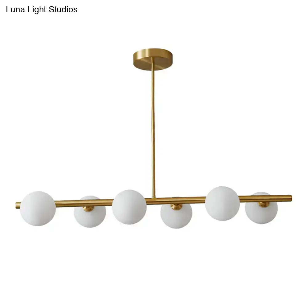 Postmodern brass linear island lamp dining room glass pendant light