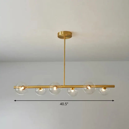 Postmodern brass linear island lamp dining room glass pendant light