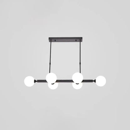 Postmodern black opaline glass molecular island light dining room