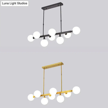 Postmodern black opaline glass molecular island light dining room
