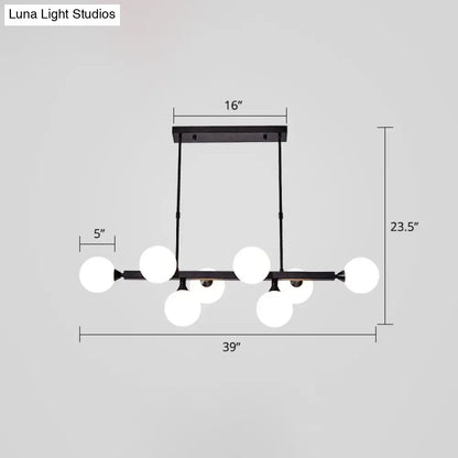 Postmodern black opaline glass molecular island light dining room