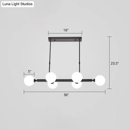 Postmodern black opaline glass molecular island light dining room