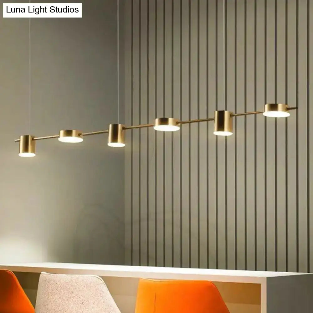 Modern gold straight bar led ceiling light for kitchen island