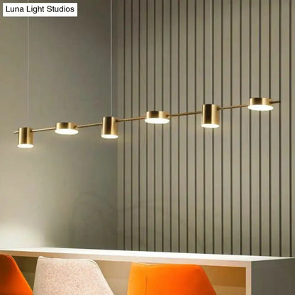Modern gold straight bar led ceiling light for kitchen island