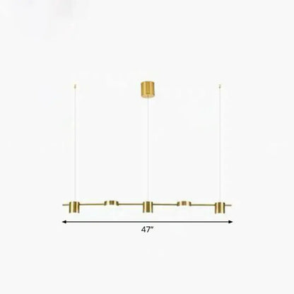 Modern gold straight bar led ceiling light for kitchen island