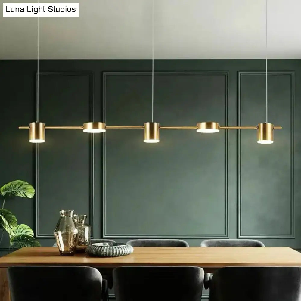 Modern gold straight bar led ceiling light for kitchen island