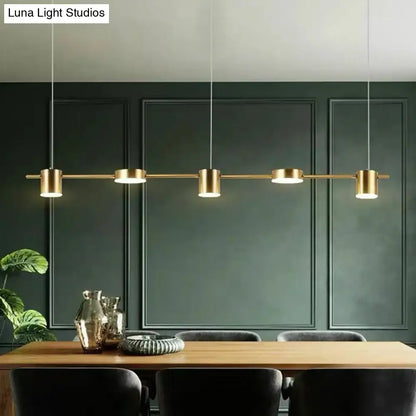 Modern gold straight bar led ceiling light for kitchen island