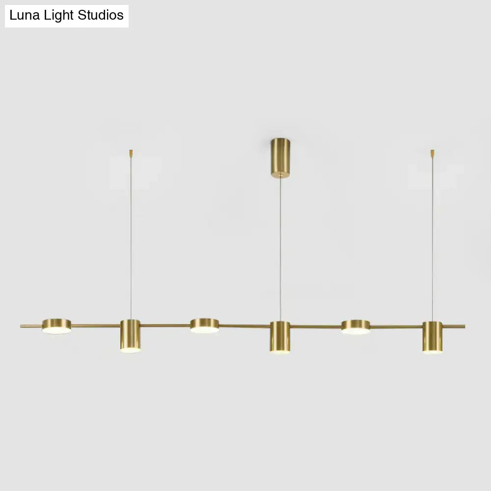 Modern gold straight bar led ceiling light for kitchen island