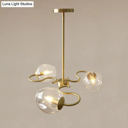 Modern brass 3-light glass globe flush mount for bedroom